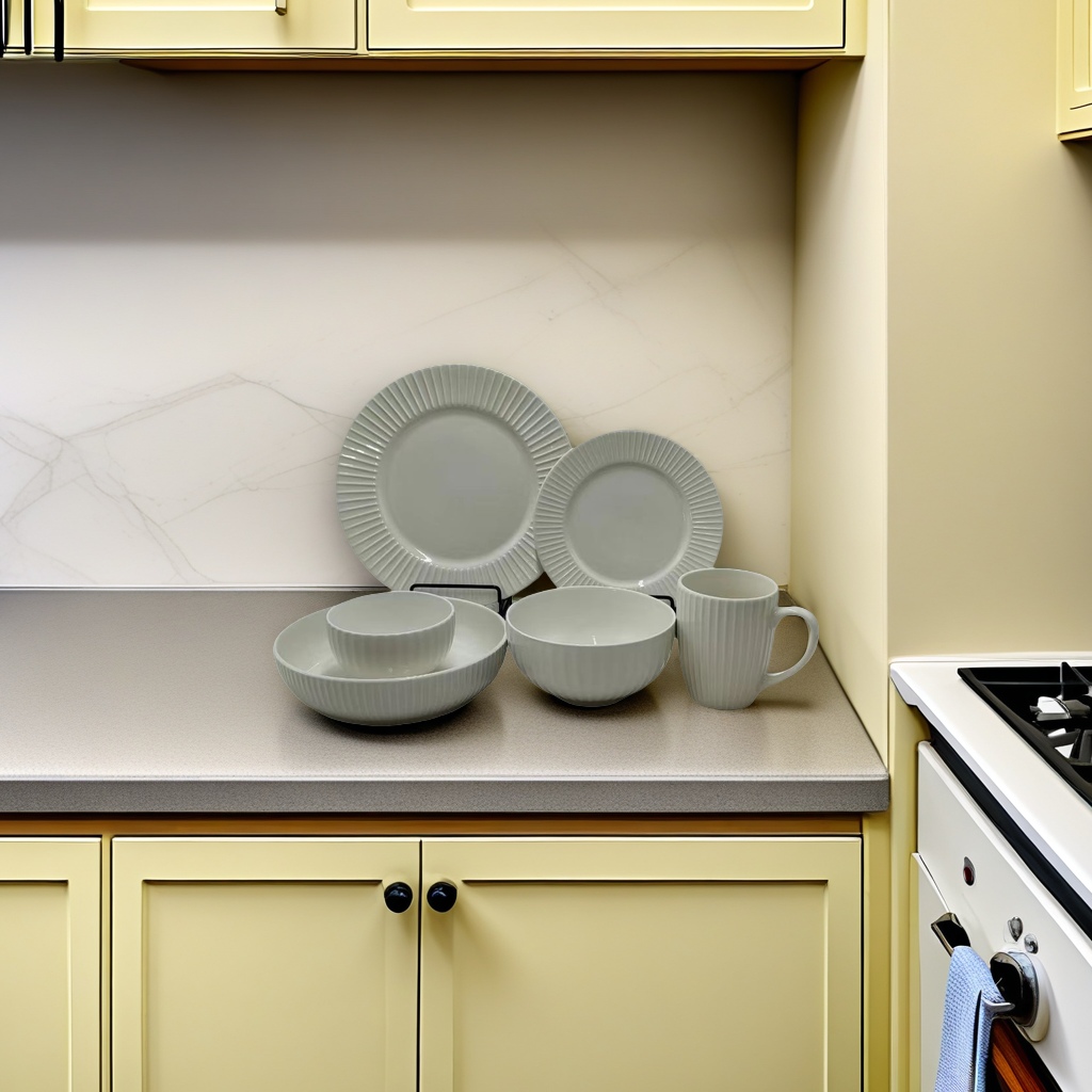 White ceramic tableware, plates, bowls and cups, home set, simple and daily-use Specification image