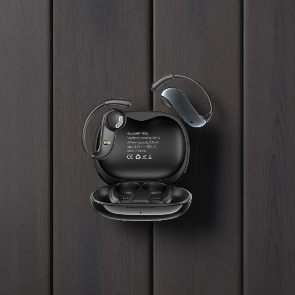 Black over-ear wireless Bluetooth headphones and charging case Application Scenario