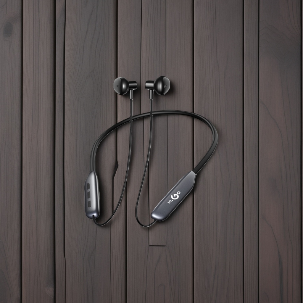 The KLGO neckband wireless Bluetooth headphones feature noise-cancelling, clear sound quality, portability and long battery life Specification image