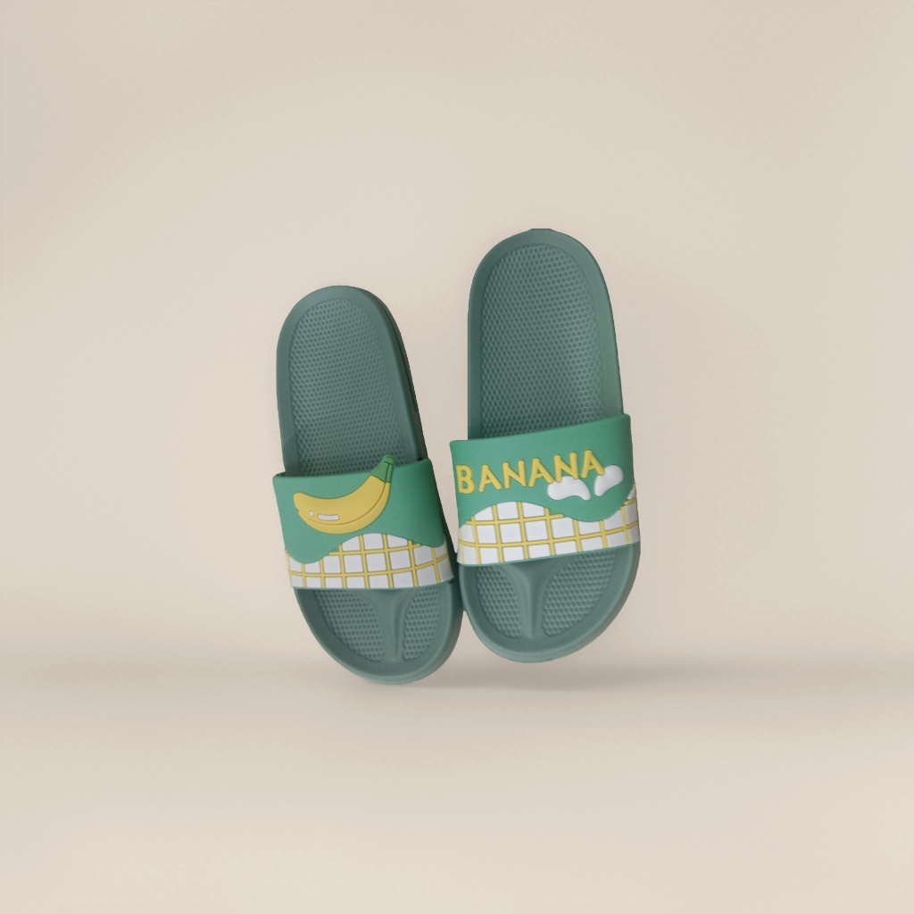 Cartoon banana pattern slippers with anti-slip soft soles, comfortable for home use, men's and women's styles Specification image