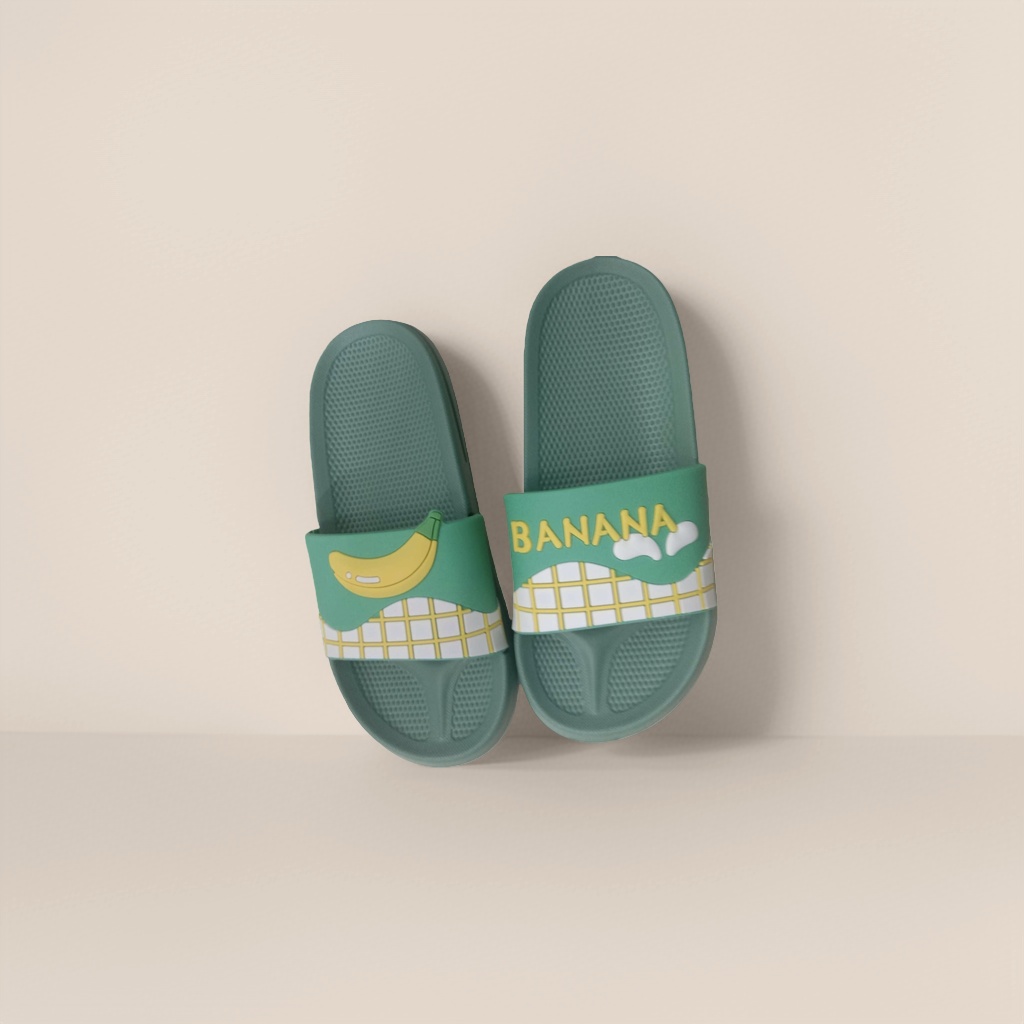 Cartoon banana pattern slippers with anti-slip soft soles, comfortable for home use, men's and women's styles details Picture