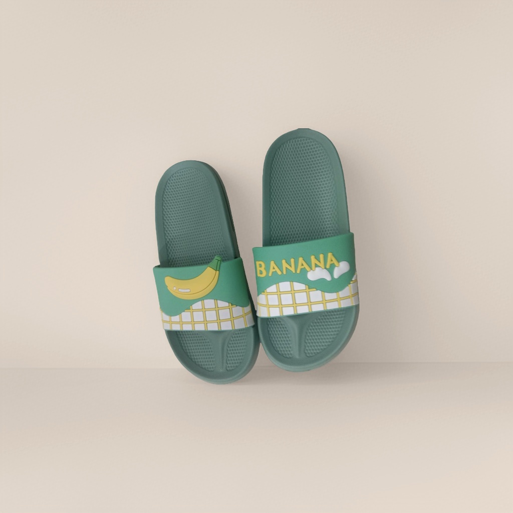 Cartoon banana pattern slippers with anti-slip soft soles, comfortable for home use, men's and women's styles Application Scenario
