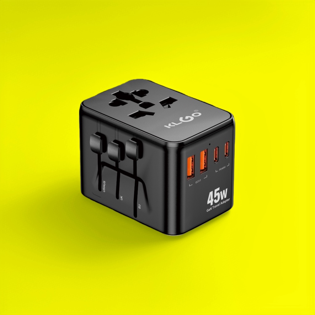 黑色旅行转换插头+KLGO 45W GaN 旅行适配器细节图