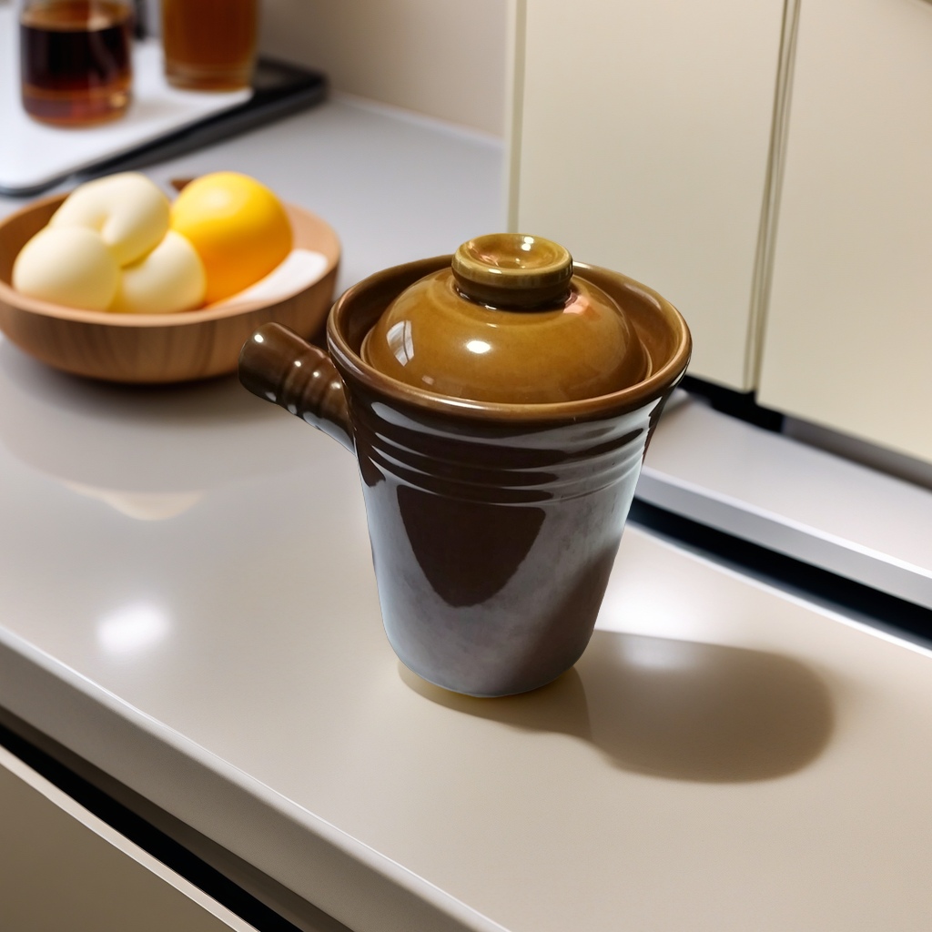 棕色陶瓷茶壶手工制作经典紫器具汤锅