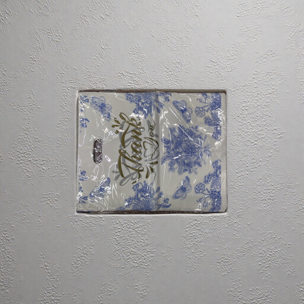 Blue floral butterfly pattern white handbag details Picture