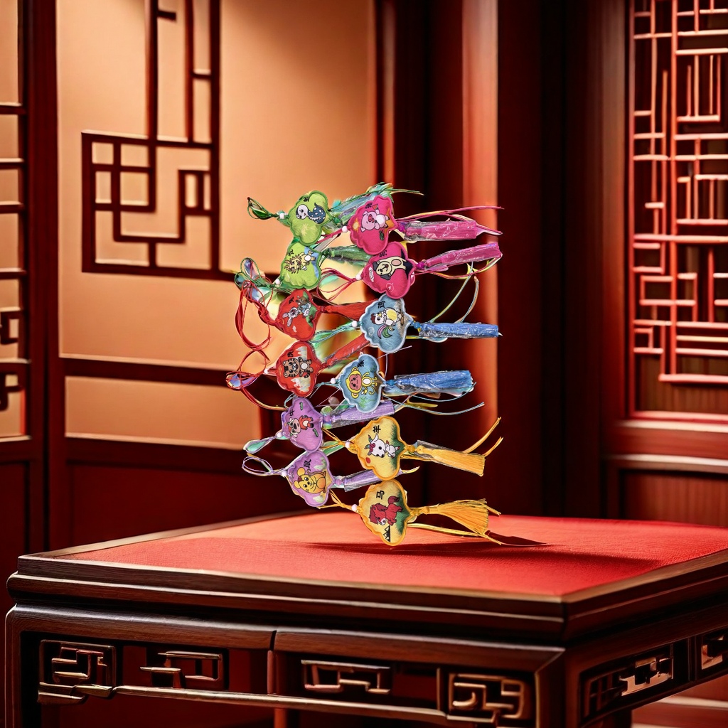彩色刺绣十二生肖挂饰中国风家居装饰摆件年兽挂件