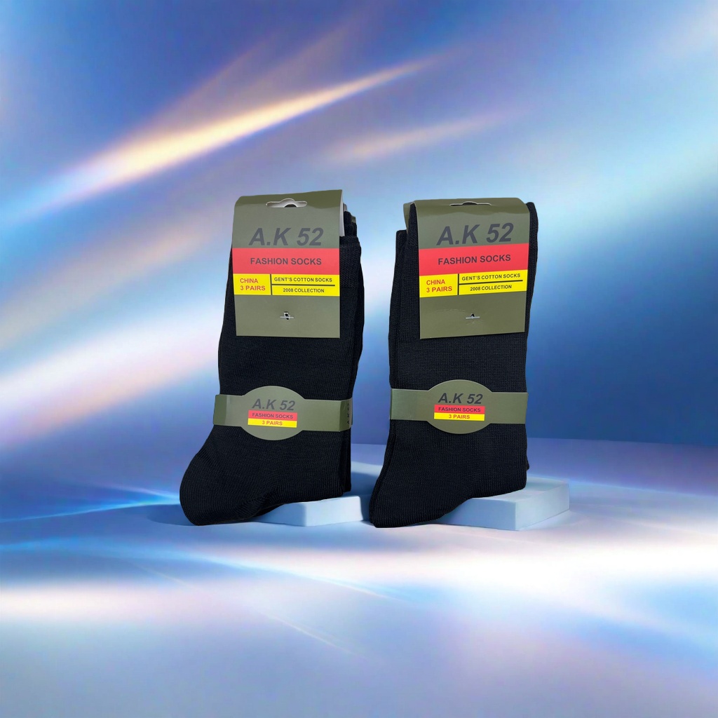 A K 52 black fashionable socks packaging in five pairs