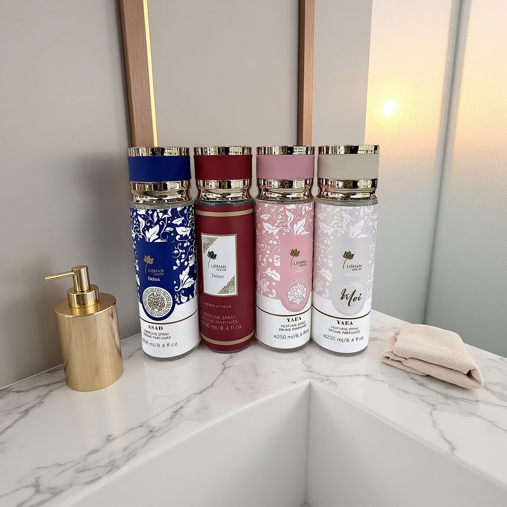 LISHAN OCCOR Delux four perfume spray bottles in colorful design gift box details Picture