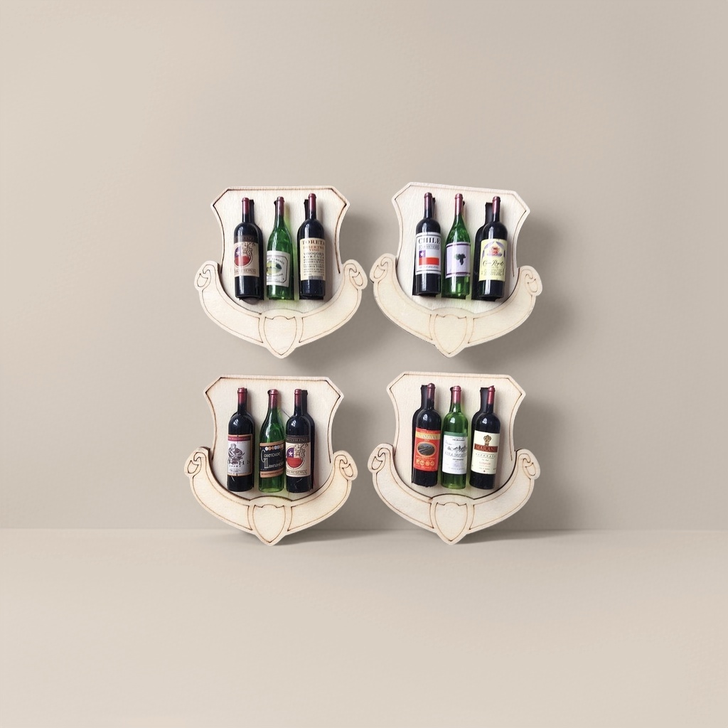 Mini wine bottles, wooden wine racks, simulated fruit wooden boxes, notebook desktop layout details Picture