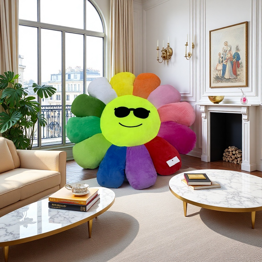 Colorful flower-shaped plush toys, cute and soft throw pillows, baby gifts details Picture