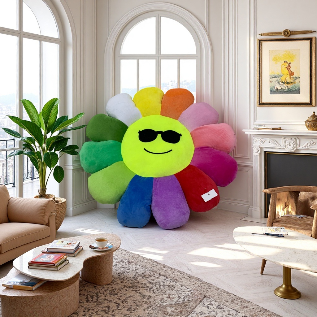 Colorful flower-shaped plush toys, cute and soft throw pillows, baby gifts Application Scenario