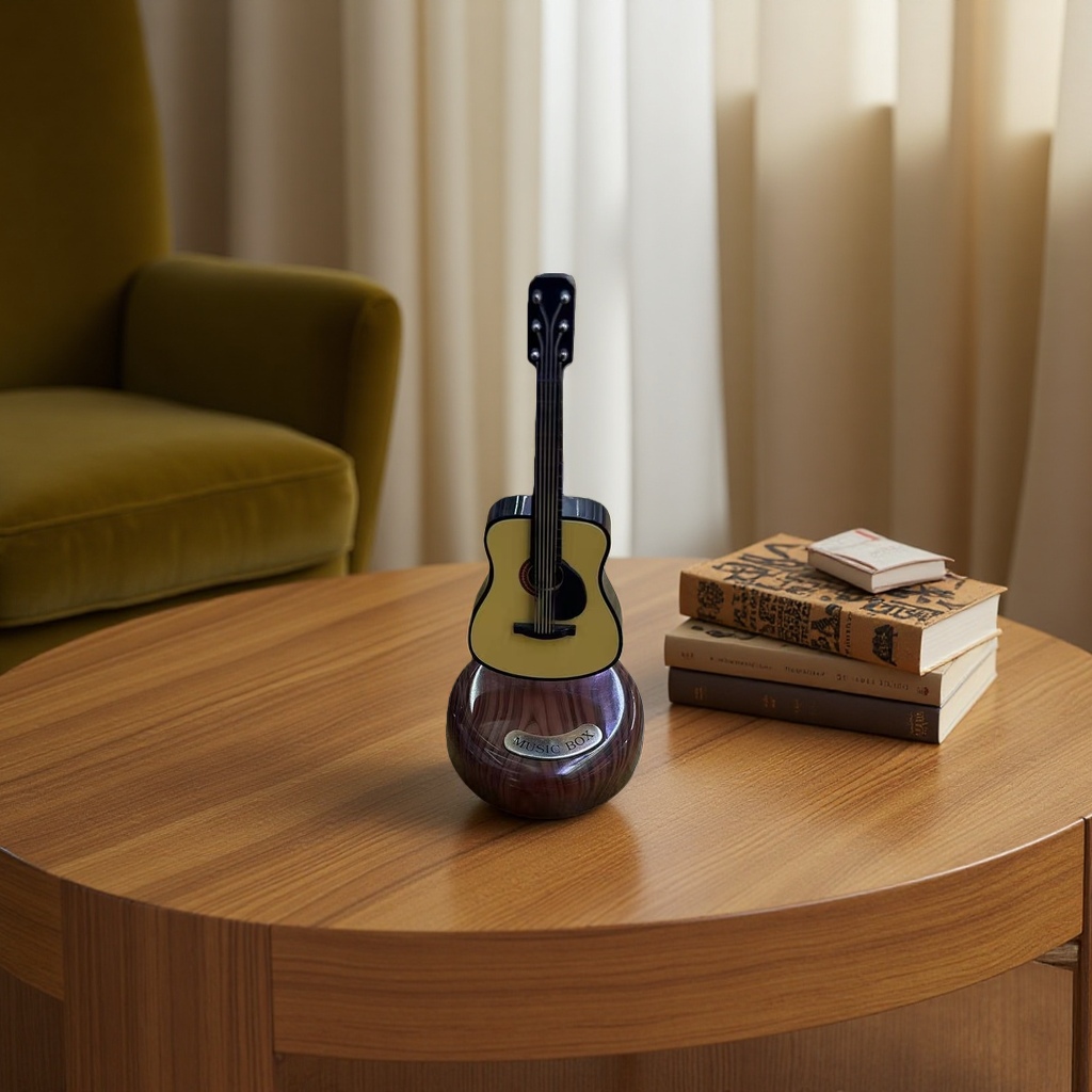 Guitar-shaped music box, pleasant melody, fun and childlike music box, classic and retro style Specification image