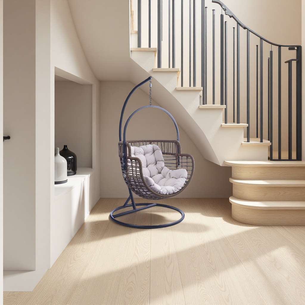 The suspended rattan rocking chair is comfortable, breathable and suitable for outdoor balconies