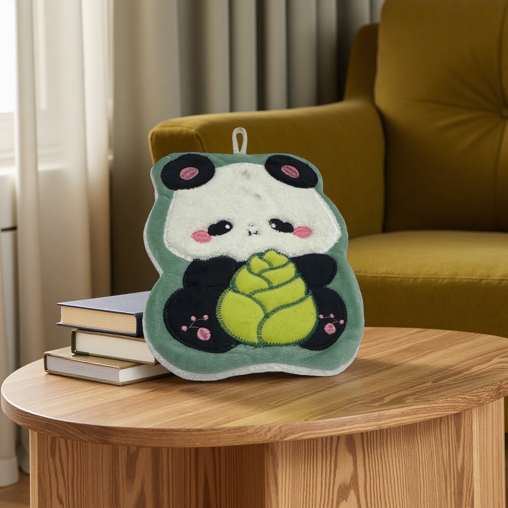 Thickened panda pattern towel, soft and absorbent household bathroom towel