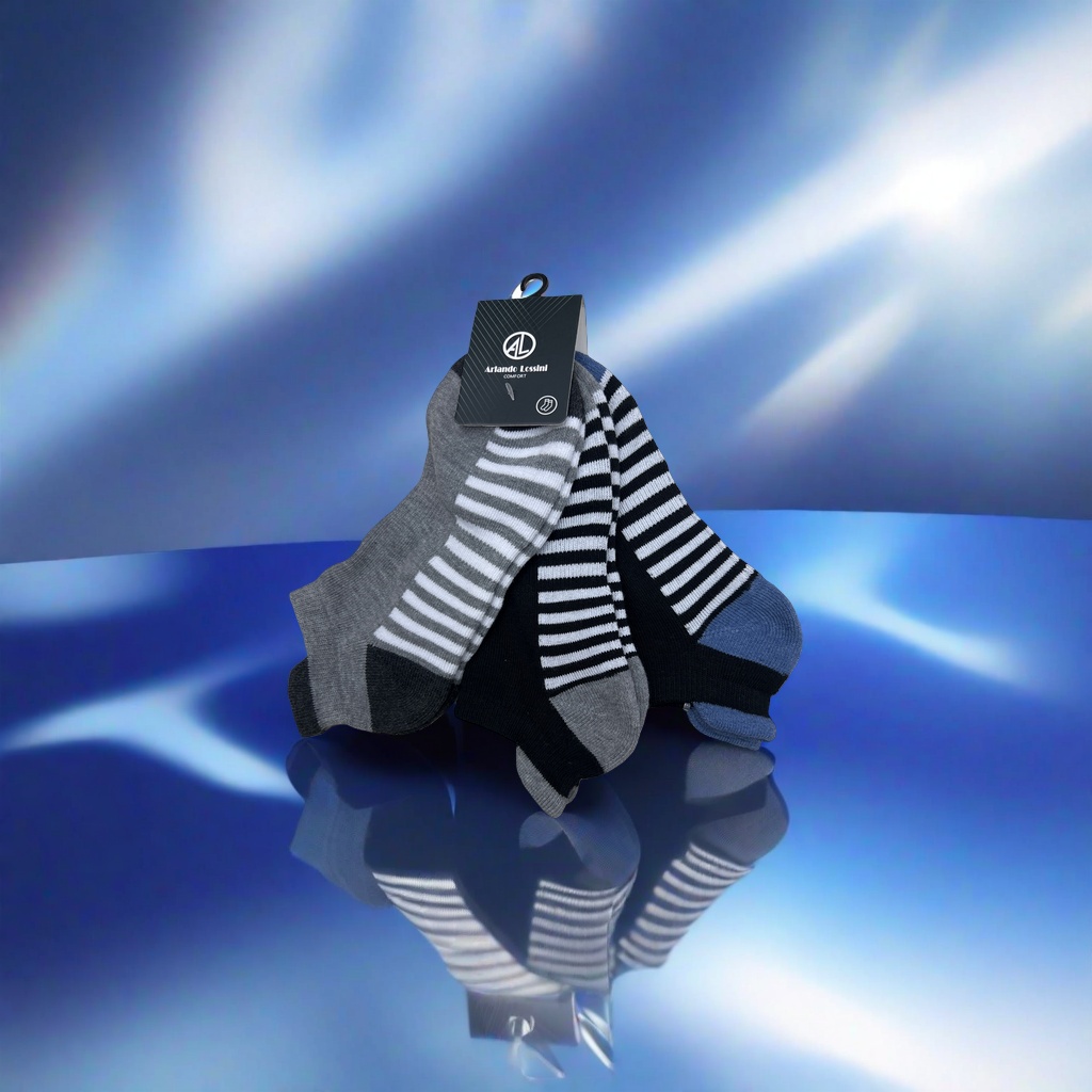 Three pairs of striped short socks are comfortable, breathable, soft and thick Specification image