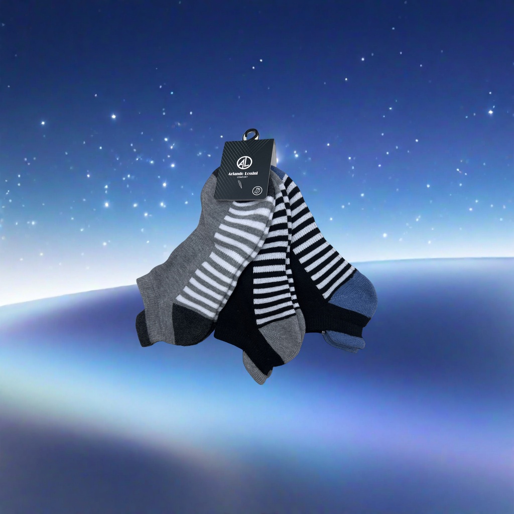 Three pairs of striped short socks are comfortable, breathable, soft and thick details Picture