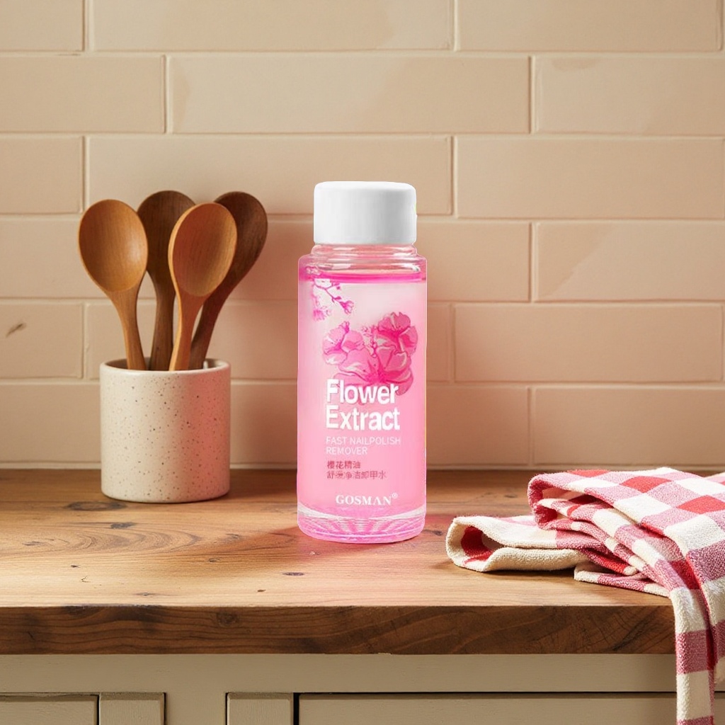 Pink bottle nail polish remover