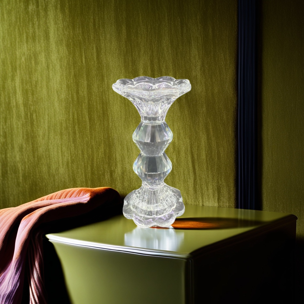 Transparent glass candlesticks, simple home decoration, candle holders, candlestick ornaments, living room and bedroom candlesticks Application Scenario