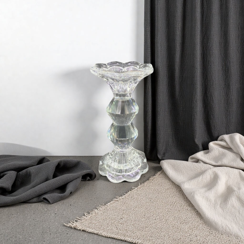 Transparent glass candlesticks, simple home decoration, candle holders, candlestick ornaments, living room and bedroom candlesticks Specification image