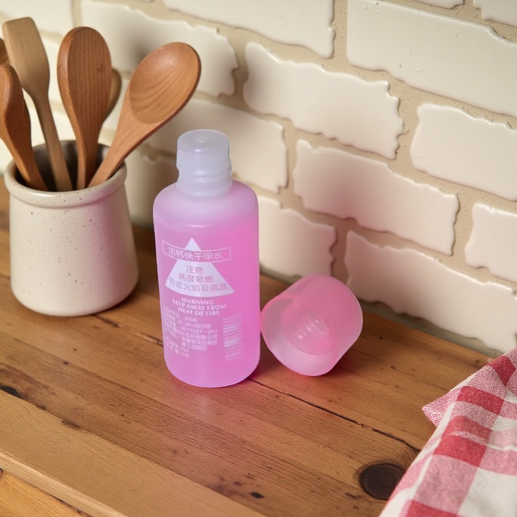 Pink bottle calcium-enriched quick-drying nail polish lotion details Picture
