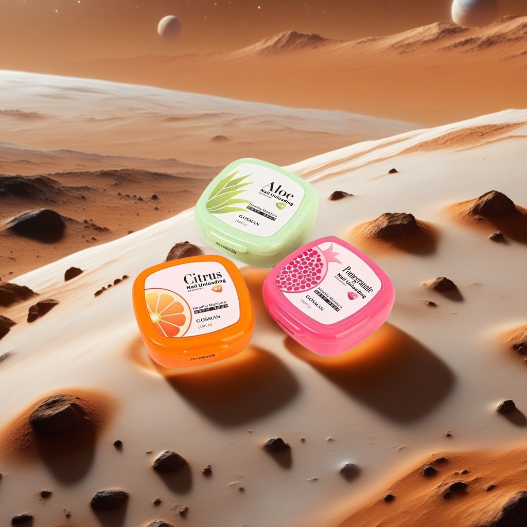 Three different scented nail polish removers: Aloe, citrus and pomegranate, gently remove stains without damaging the nails