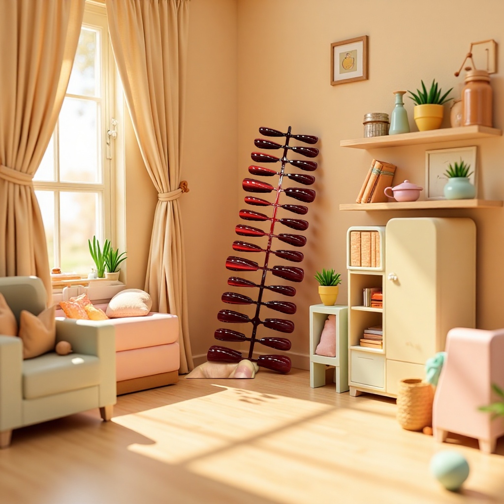 Red nail polish sample display stand, home nail art tool storage rack Specification image