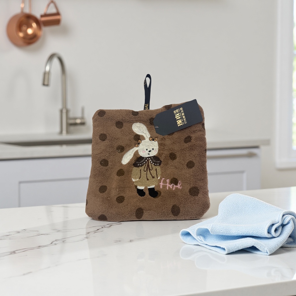 The plush fabric rabbit pattern thickened towel is soft and has good water absorption Application Scenario