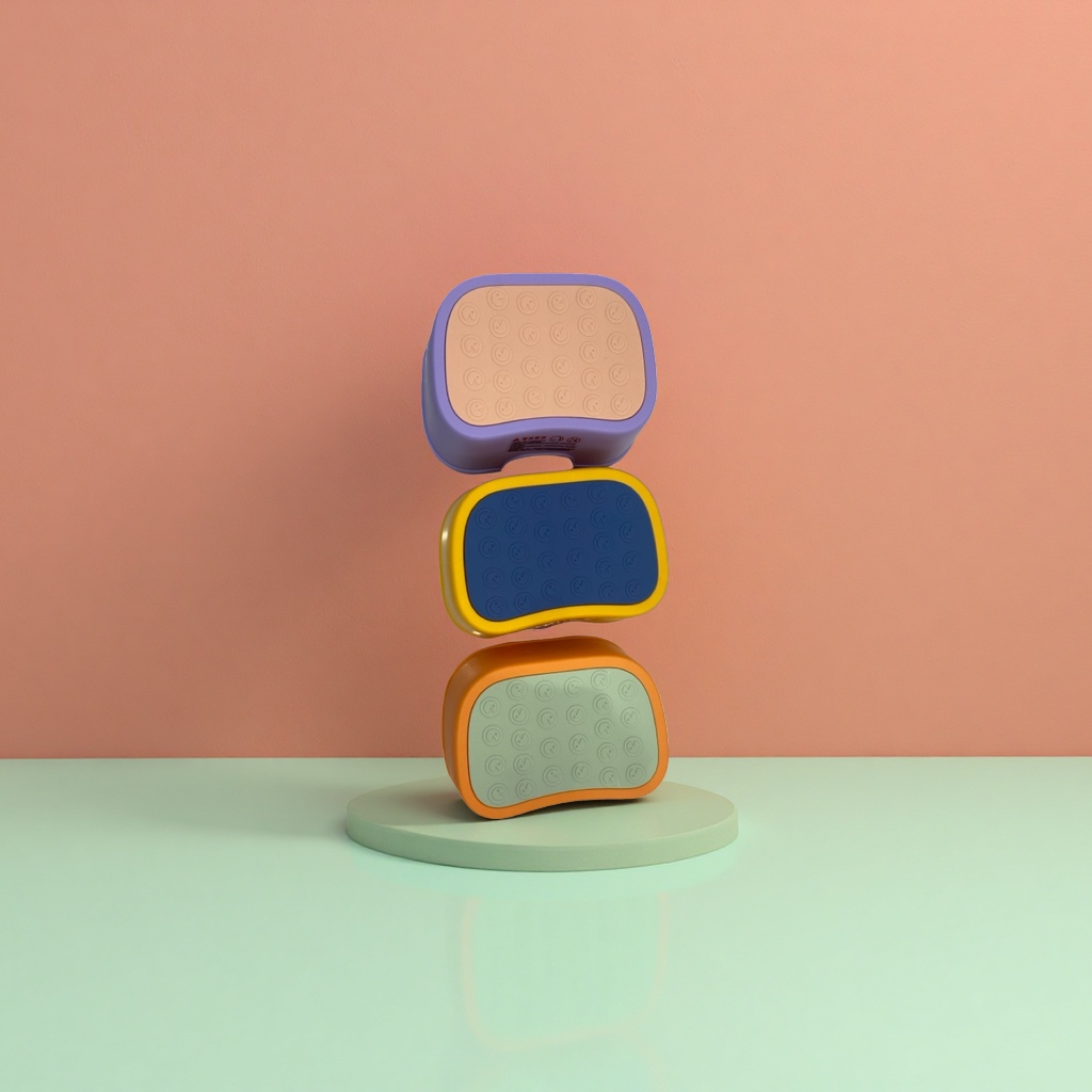 Colored plastic children's footstool, thickened anti-slip height stool Application Scenario
