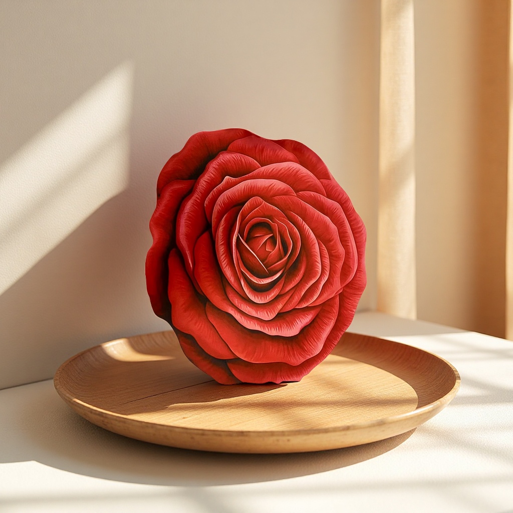 红色玫瑰花地毯家用防滑客厅地垫柔软舒适耐磨