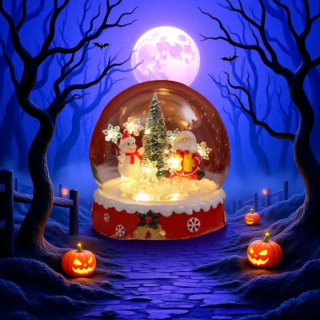 跨境圣诞树小夜灯创意桌面装饰摆件氛围灯生日礼物树脂摆件最新款细节图