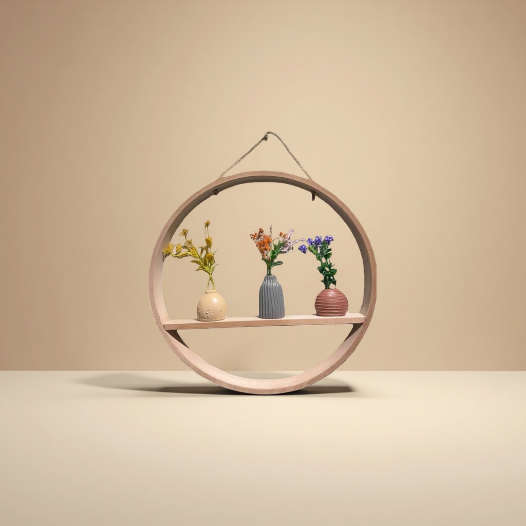 圆形木质壁挂架简约北欧风墙面收纳装饰挂钩多功能