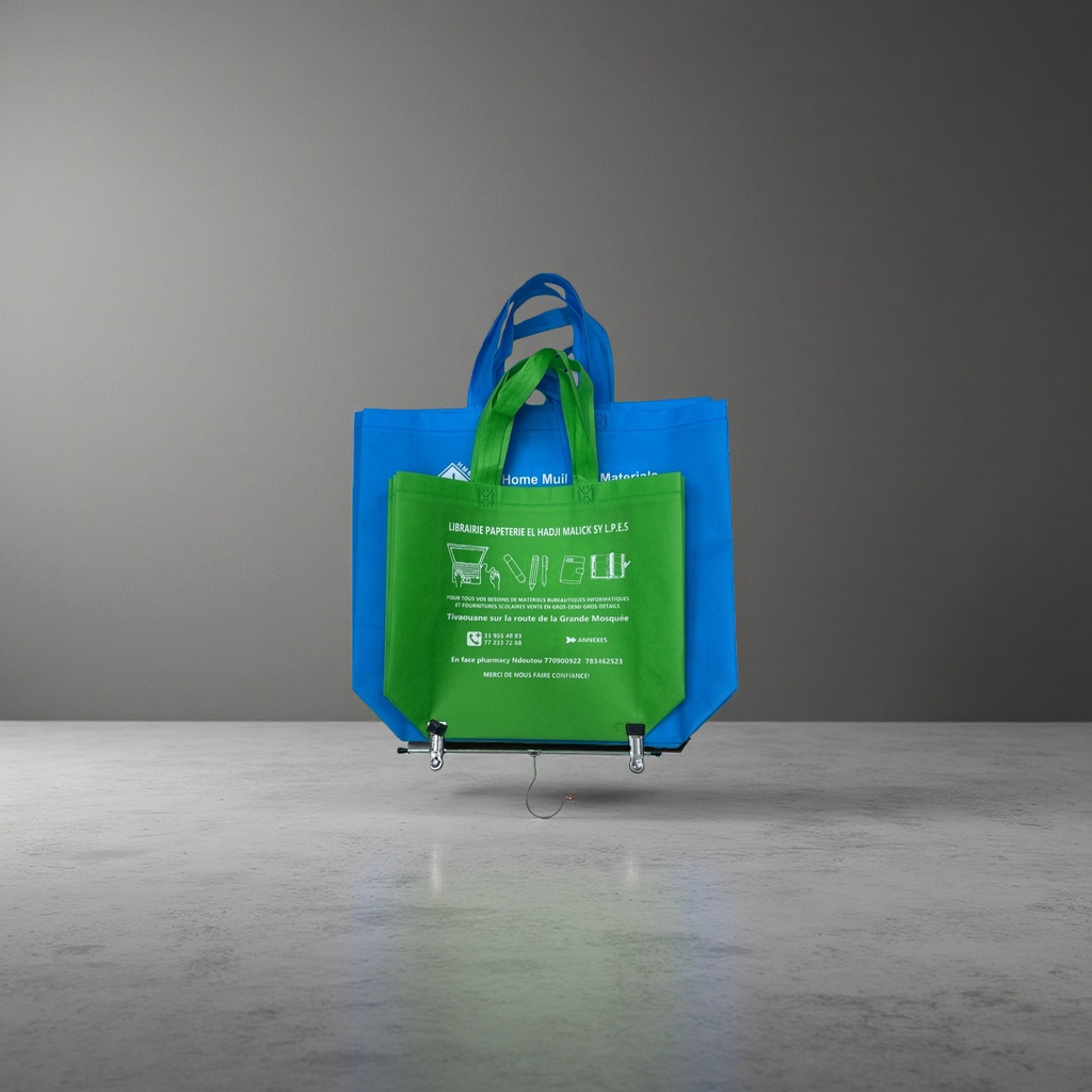 The green and blue eco-friendly shopping bags are large-capacity, reusable, portable, lightweight and durable Application Scenario
