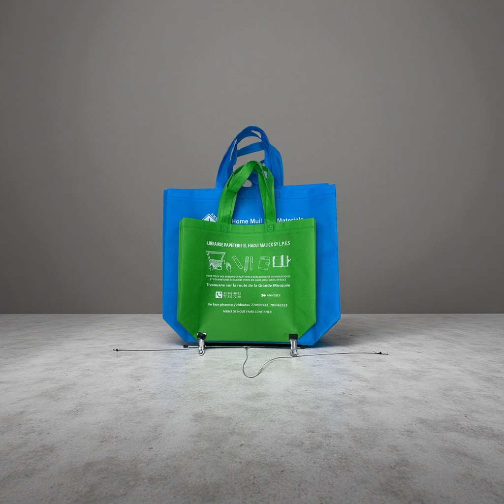 The green and blue eco-friendly shopping bags are large-capacity, reusable, portable, lightweight and durable Specification image