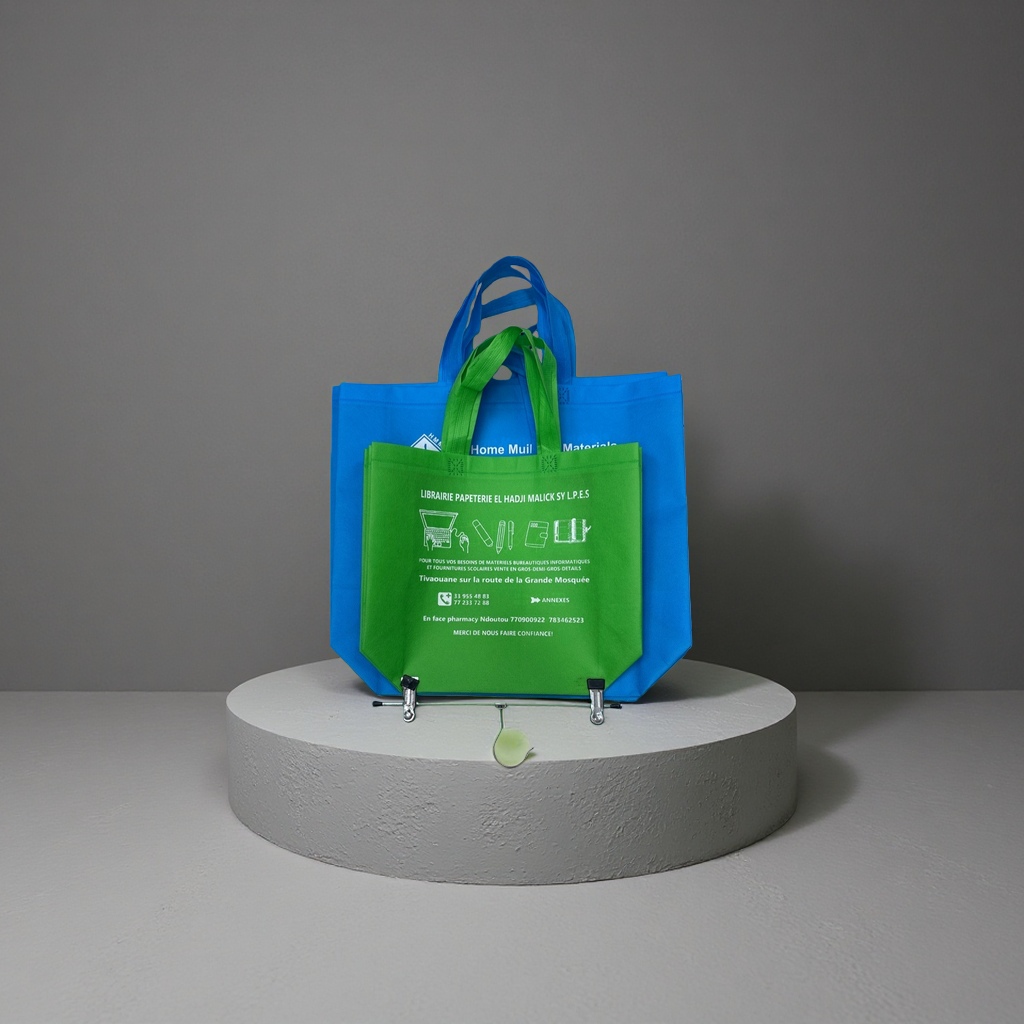 The green and blue eco-friendly shopping bags are large-capacity, reusable, portable, lightweight and durable details Picture