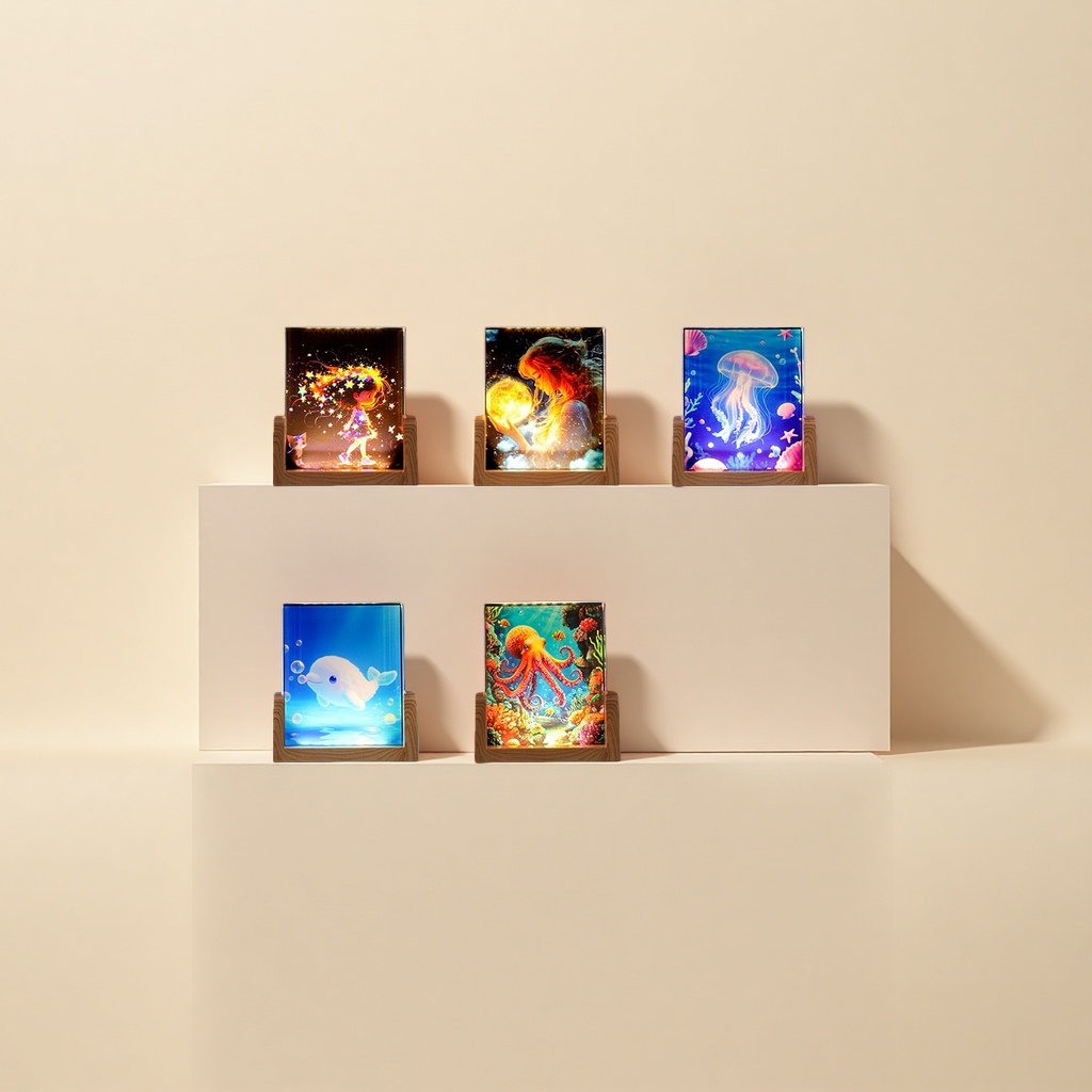 Colorful crystal night lights, diy gifts, creative bedroom desktop home decoration items, ambient lights, starry sky table lamps, glassware Application Scenario