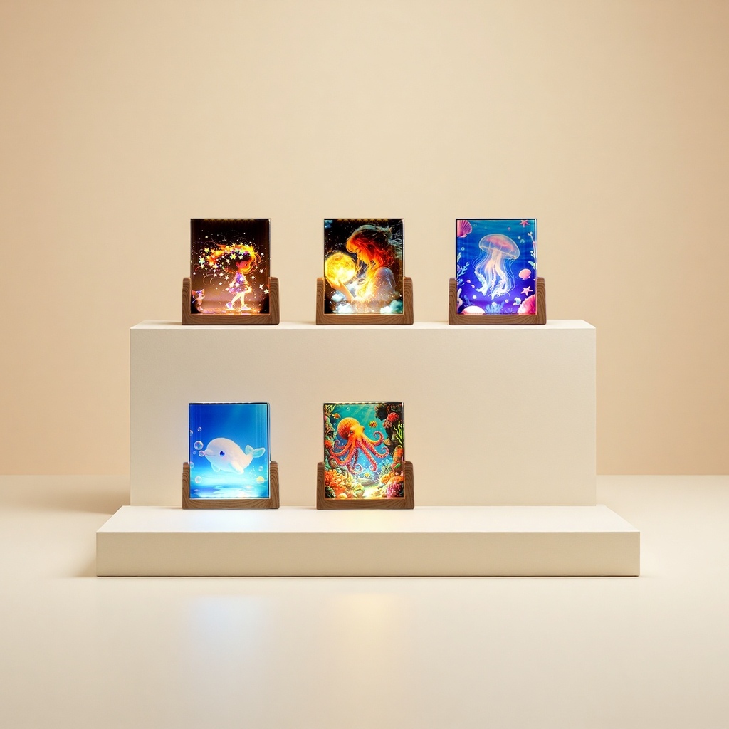 Colorful crystal night lights, diy gifts, creative bedroom desktop home decoration items, ambient lights, starry sky table lamps, glassware Specification image