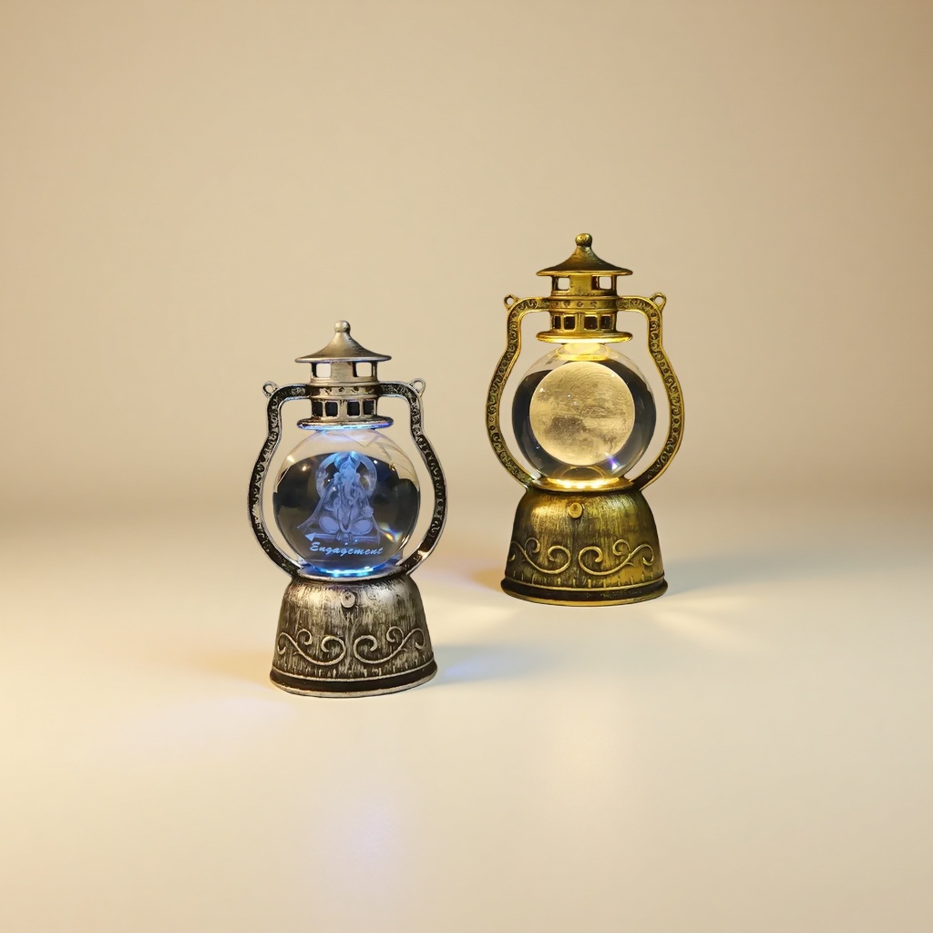A small revolving lantern with an inlaid crystal ball and a night light decoration details Picture