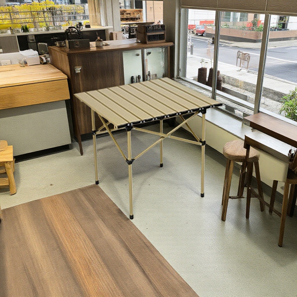 Square folding table with adjustable height, a simple storage table for home and office use details Picture