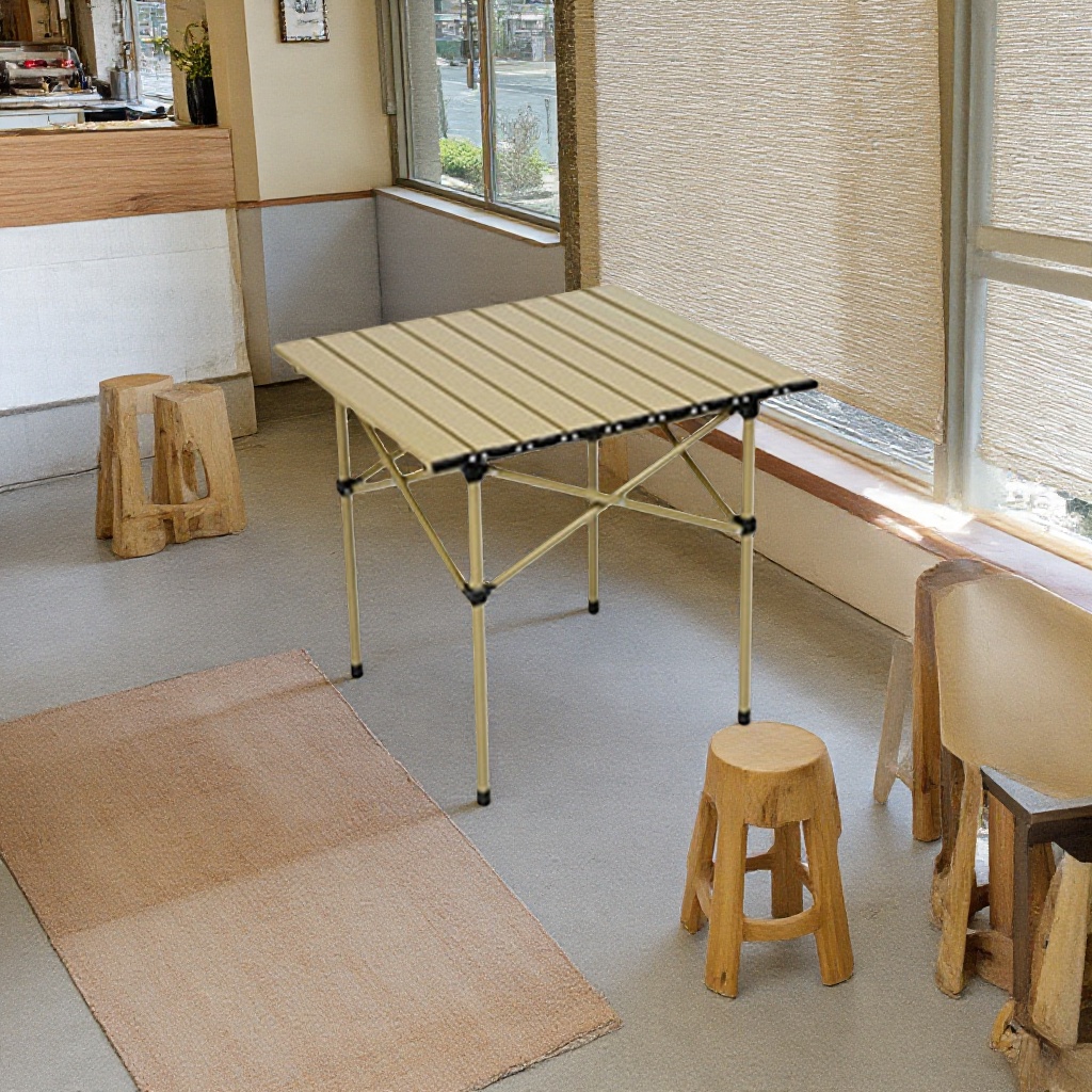 Square folding table with adjustable height, a simple storage table for home and office use Specification image
