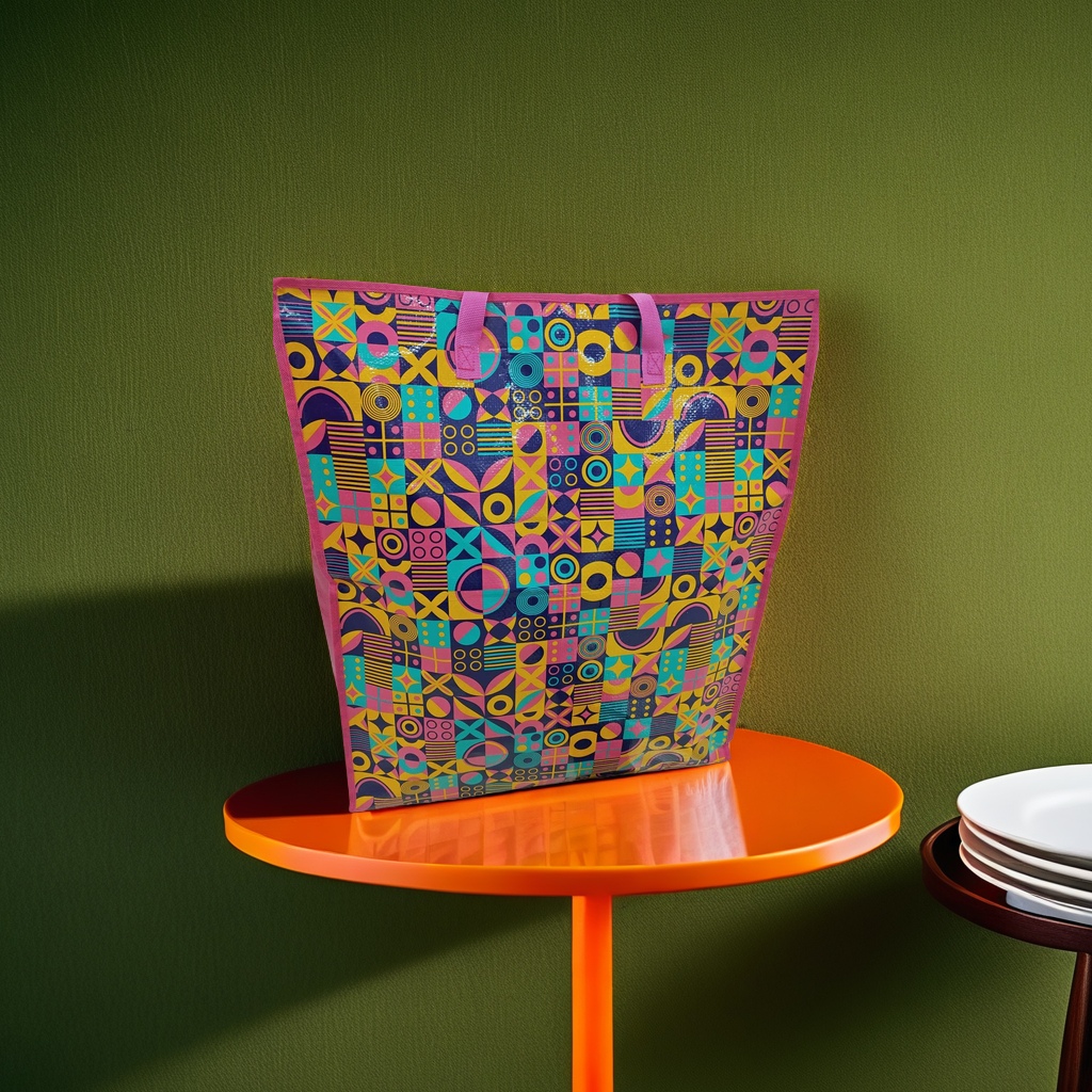 Colorful geometric pattern handbag, simple and fashionable shopping bag, home storage bag 153137025 Application Scenario