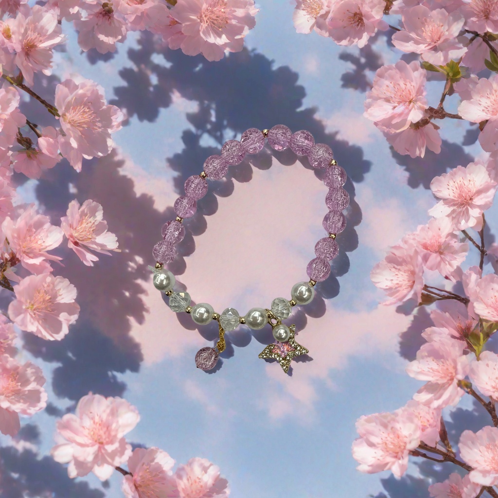 Purple crystal bead bracelet is a fashionable and simple women's jewelry with exquisite design for daily wear details Picture