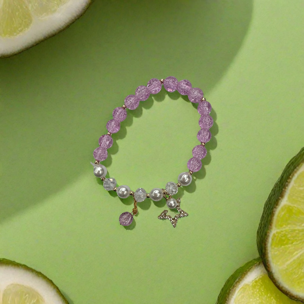 Purple crystal bead bracelet is a fashionable and simple women's jewelry with exquisite design for daily wear