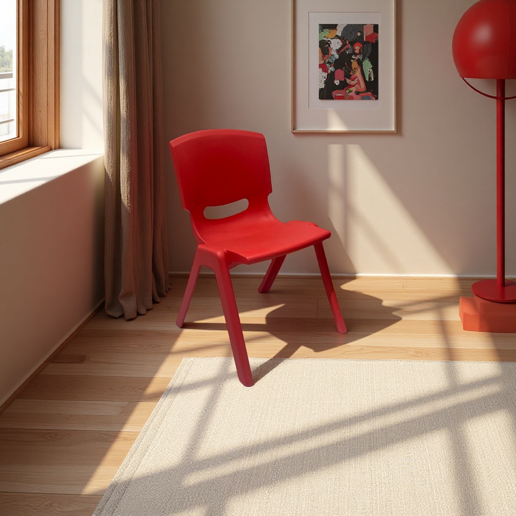 Red plastic chair, portable and lightweight, outdoor household folding chair, plastic chair Specification image