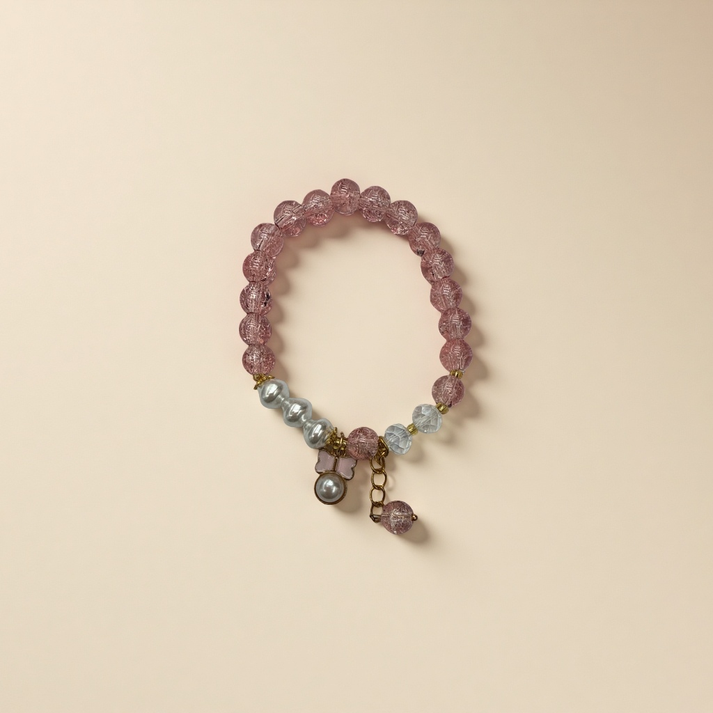 Pink bead bracelet for women, a fashionable, simple, light luxury and niche accessory, a gift for girls