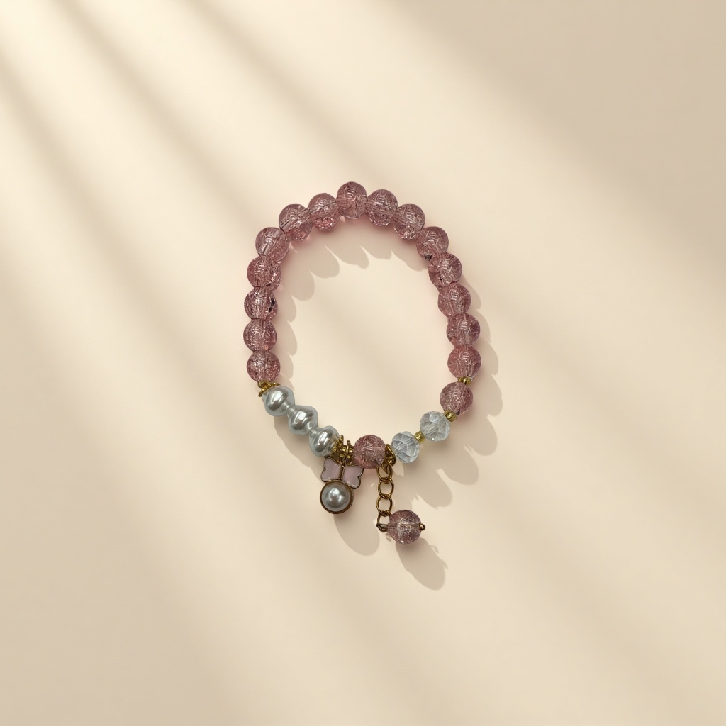 Pink bead bracelet for women, a fashionable, simple, light luxury and niche accessory, a gift for girls Specification image