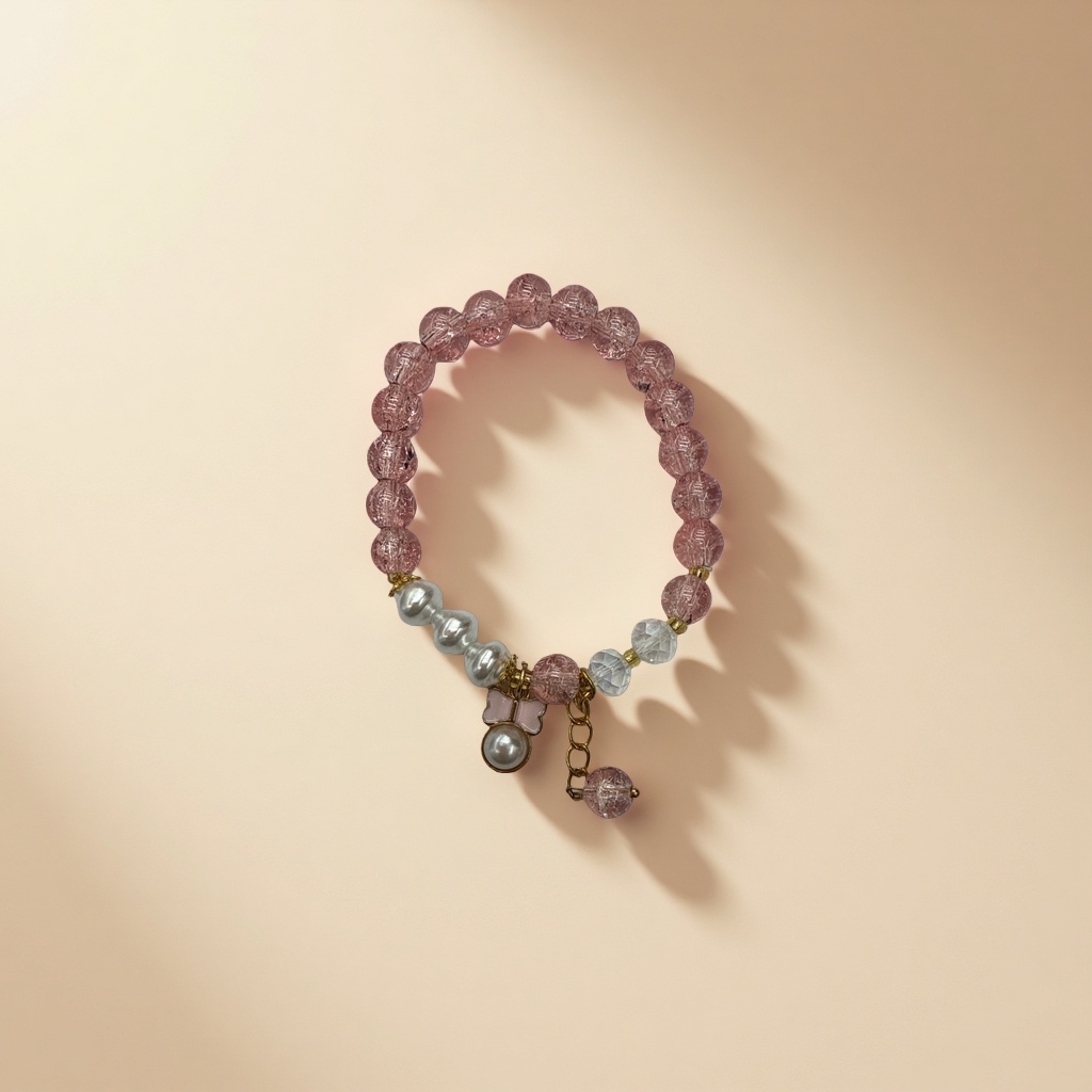Pink bead bracelet for women, a fashionable, simple, light luxury and niche accessory, a gift for girls details Picture