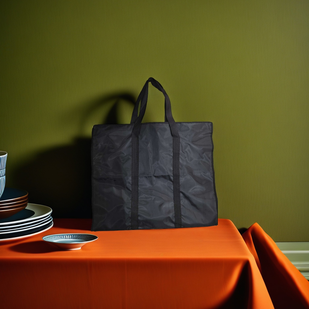 Black hand-held large-capacity canvas shopping bag, simple and versatile for commuting. Commuting 155814042 Specification image