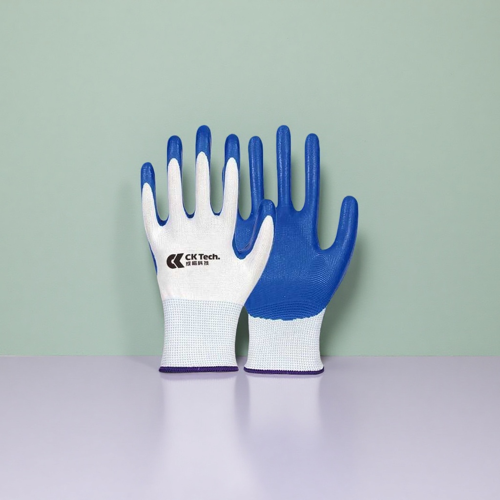 Guantes de goma impregnados de nitrilo antideslizante resistente al desgaste guantes engrosados protección diaria uso industrial details Picture