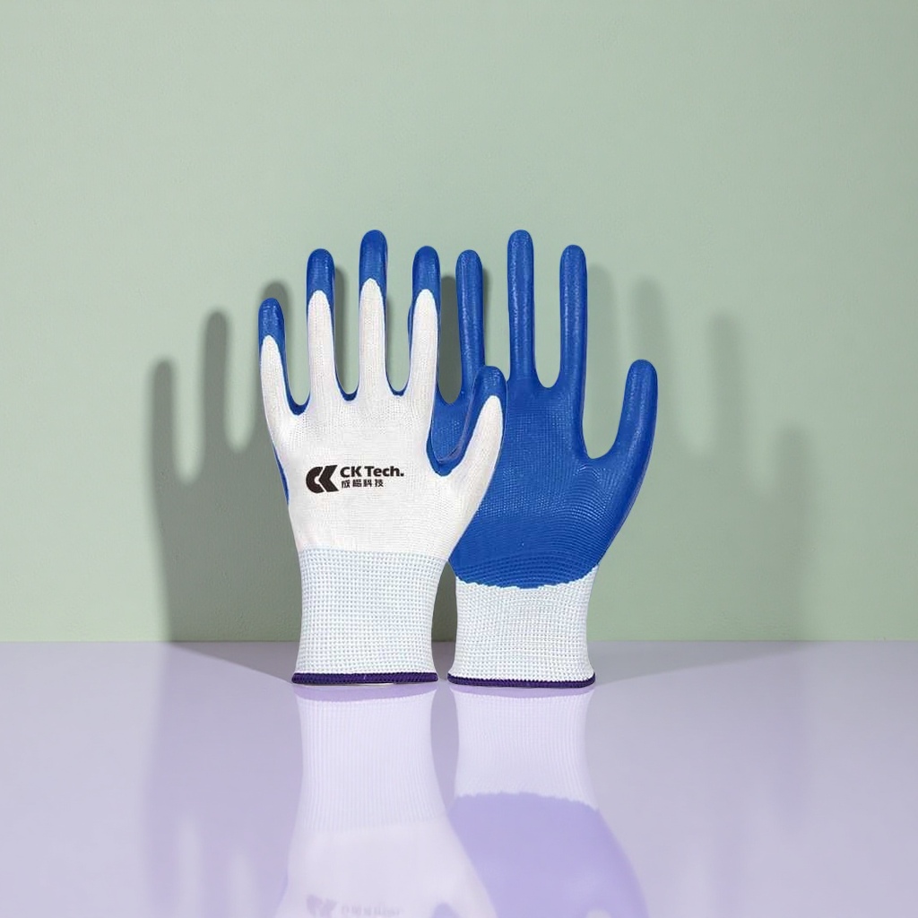Guantes de goma impregnados de nitrilo antideslizante resistente al desgaste guantes engrosados protección diaria uso industrial Specification image