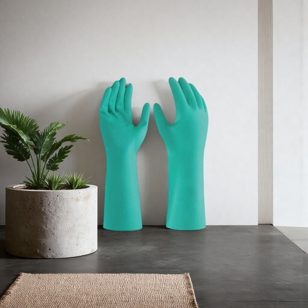 Guantes de caucho nitrilo resistente al aceite resistente a la corrosión resistente al desgaste duradero grado industrial Specification image